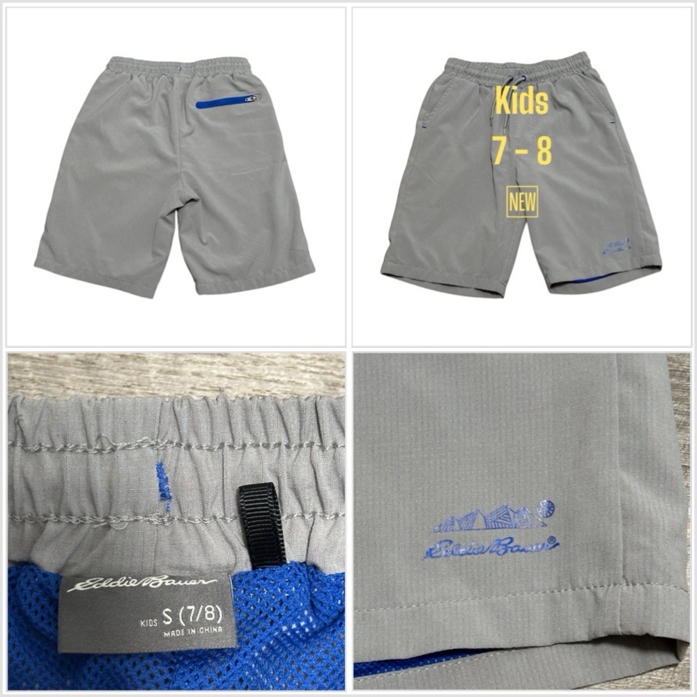Boys Eddie Bauer Basketball Youth Small YS 7 8 Shorts Activewear Drawstring NWOT